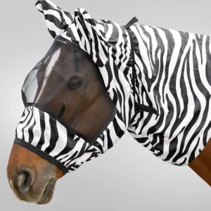 Ekzemer Zebra-Fliegenmaske mit UV-Schutz Black/White P