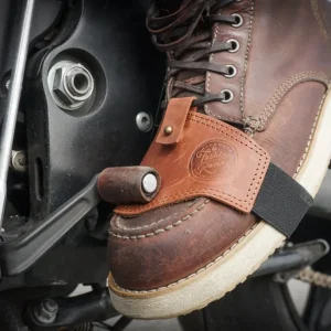 Motorrad Schaltmanschettenschutz | Braunes, schwarzes Leder | Handgemacht Fashion Racing Leather