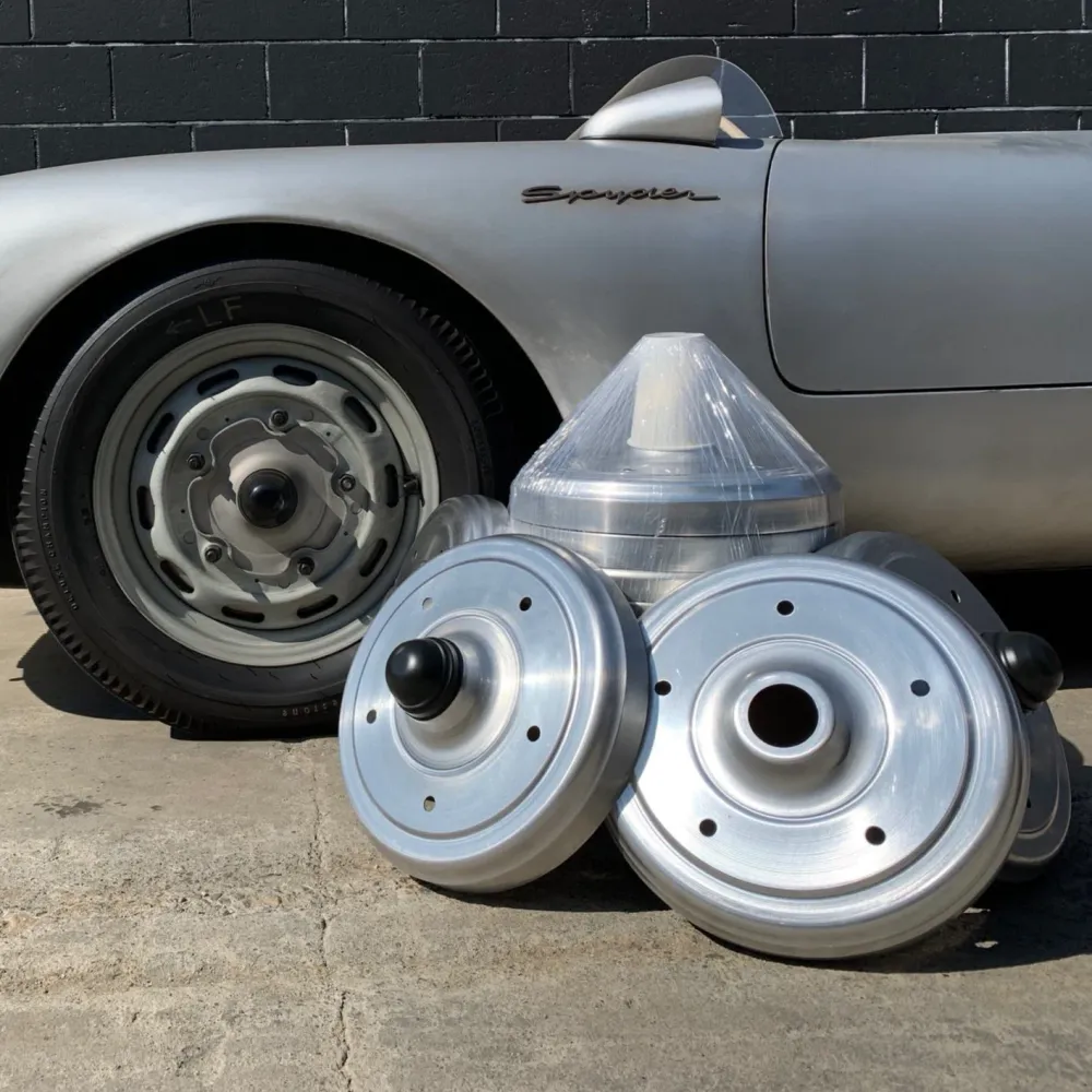 Fibersteel Drum Skinz 5x205 Scheibenbremsenabdeckung 4-teiliges Set für Porsche 550 Spyder Replica und Porsche 356