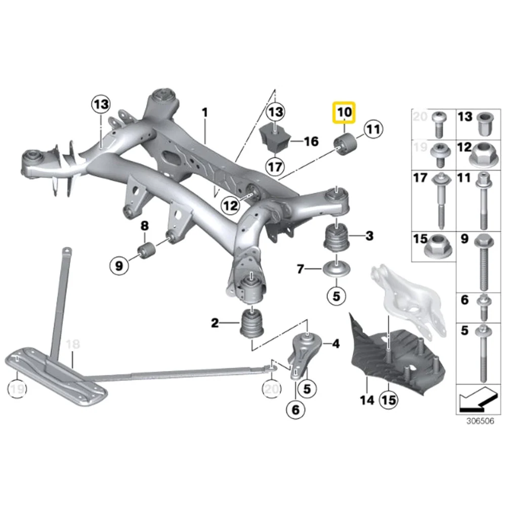 IRP Differentialaufhängung Buchsen Set starr passend für BMW F2X F3X (Aluminium)