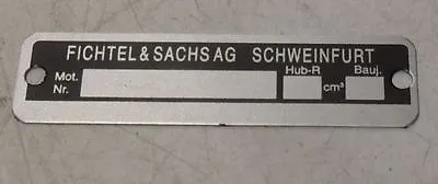 Typenschild Motortypschild Motorschild Sachs 50 80ccm Hercules Prima ultra Neu keine