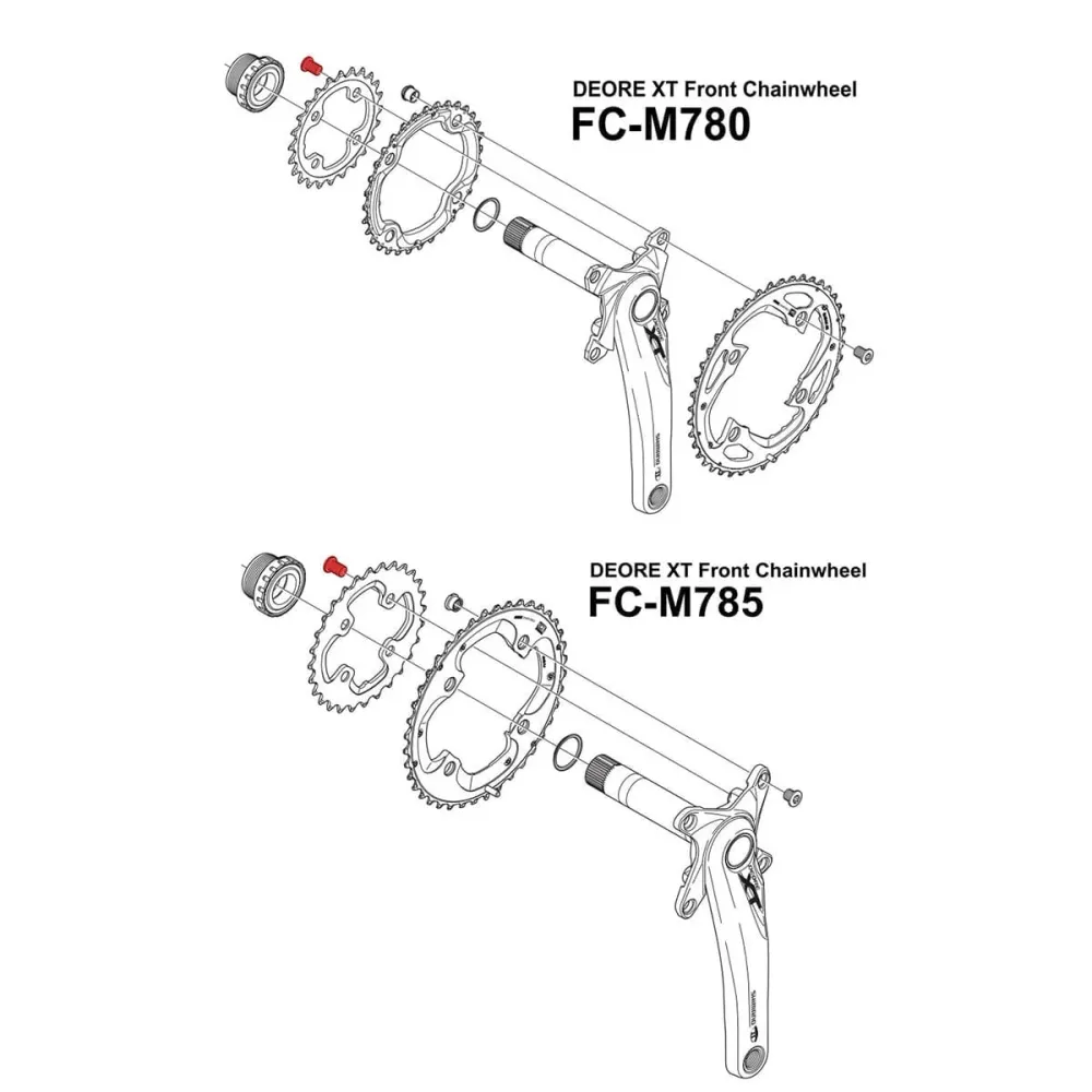 Kettenblattschrauben für SHIMANO XT M780 / M785 / FC R7000 Silber (x4)