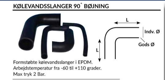 Kühlwasserschlauch geformt 12mm, EPDM, 300 mm, -60 bis +110°, 2,0 bar