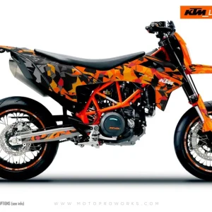 KTM 690 Enduro DEKOR - "Flake" (Orange/Schwarz)