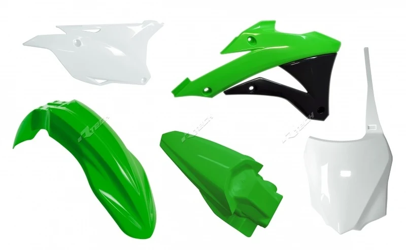 Kunststoff-Kit Racetech Originalfarbe 2014 grün/weiß Kawasaki KX85