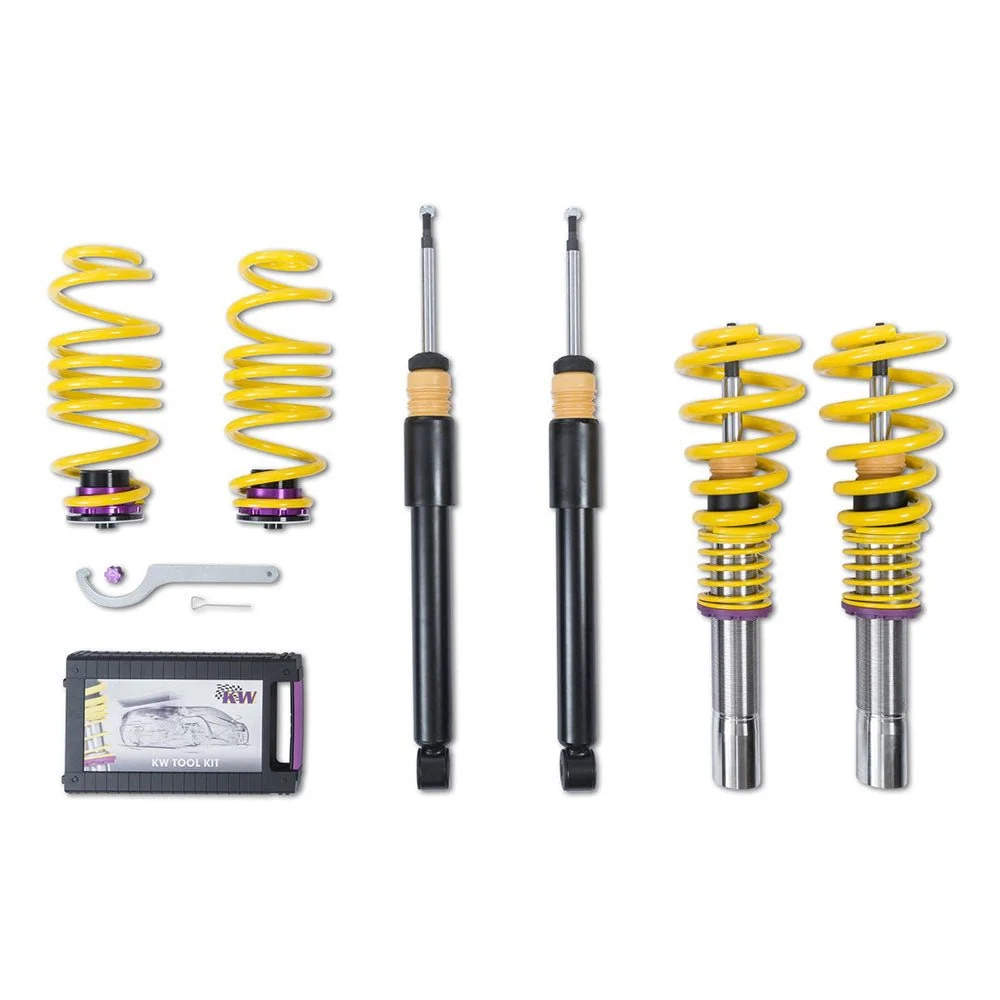 KW SUSPENSIONS Gewindefahrwerk V1 inox (mit Stilllegung für elektrische Dämpfer) passend für VW California T6 Camper Sgc /...