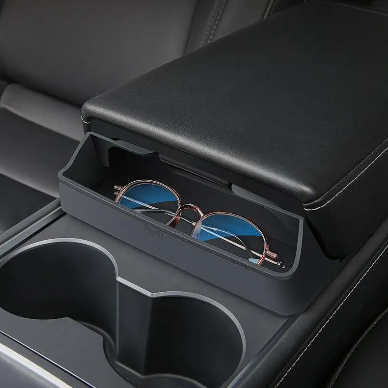 Model 3/Y Mittelkonsolen-Armlehnen-Brillenbox für Tesla (2021–2023).