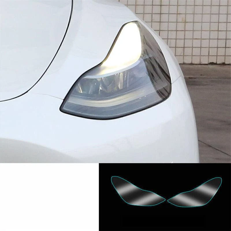 Model 3/Y Scheinwerfer Protector Film-TPU Rauch Schwarz Scheinwerfer Zubehör 1 Paar Für Tesla (2017–2023)