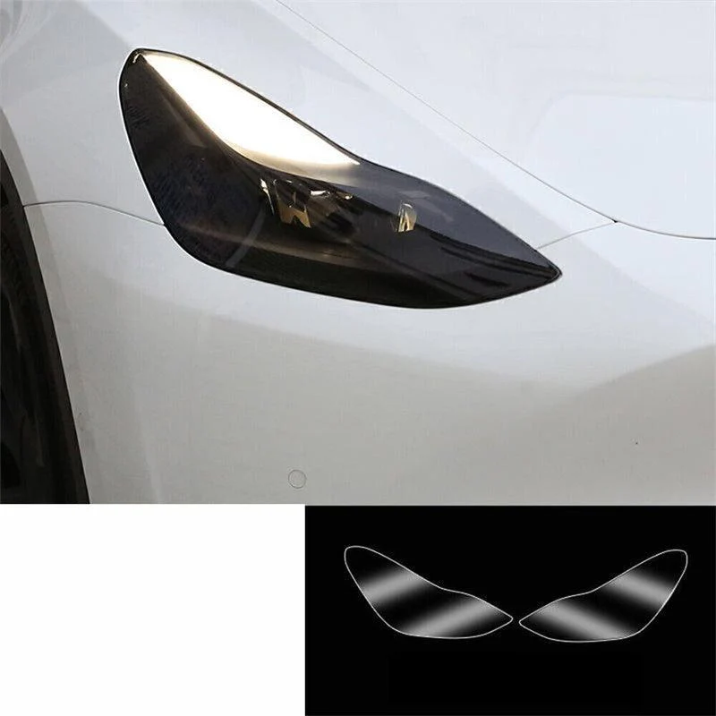 Model 3/Y Scheinwerfer Protector Film-TPU Rauch Schwarz Scheinwerfer Zubehör 1 Paar Für Tesla (2017–2023)