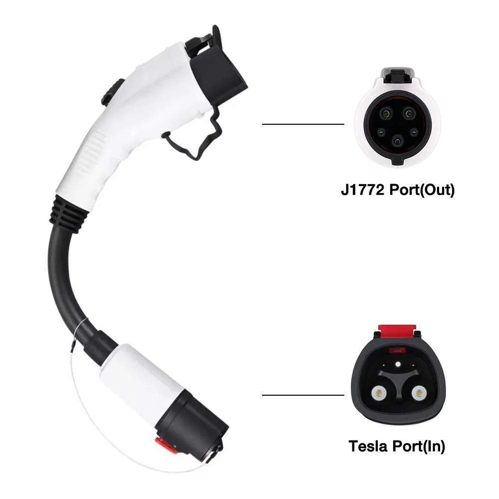 Model S/X/3/Y auf J1772 Adapter-Ladegerät, 60 Ampere / 250 V AC max., für Level 1 - Level 2 Laden, IP44 wetterfest für Tesla