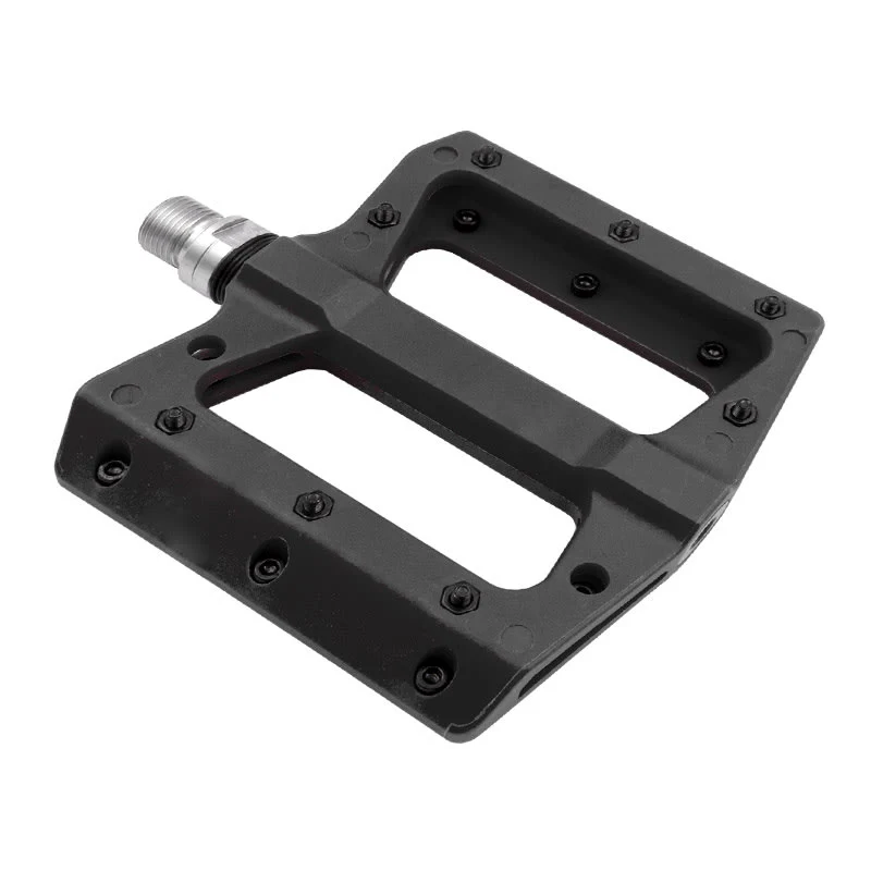 FLAT Pedale aus schwarzem Thermoplast - CR-Mo Achse auf Lagern 111x105x21mm MVTEK