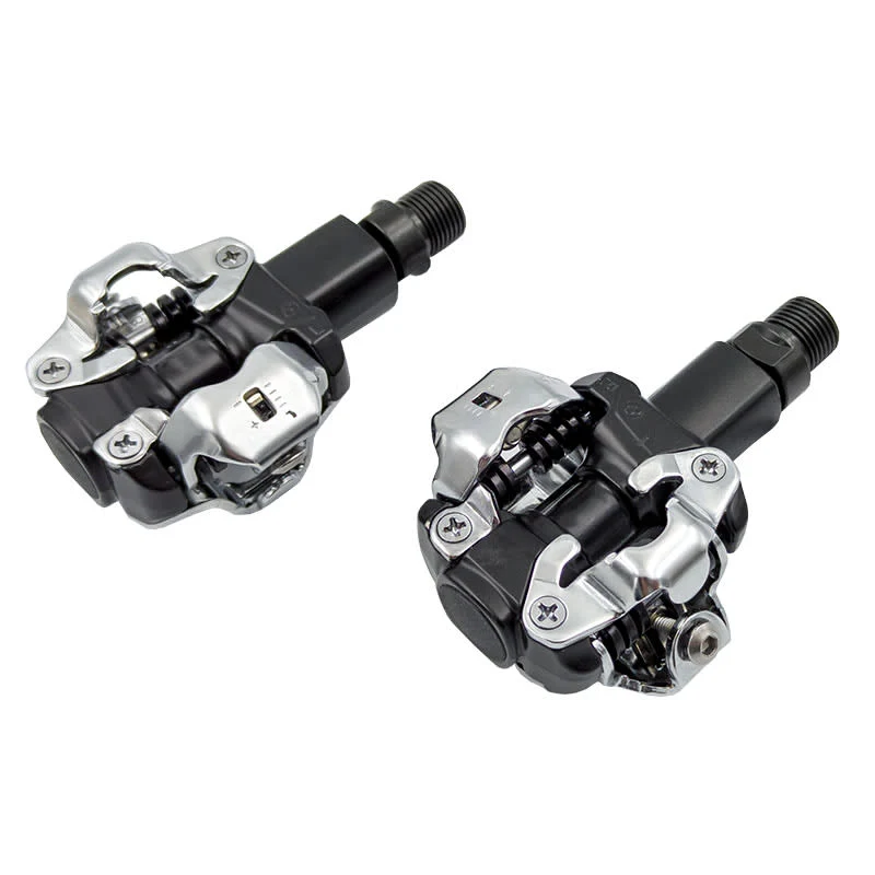 SPD-Pedale aus Aluminium Schwarz/Silber Achse auf Kugellagern 81x63,6mm MVTEK