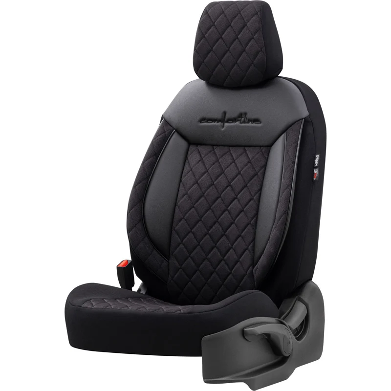 otoM, Universelle Samt/Stoff Sitzbezüge Comfortline VIP Schwarz - 11-Teilig- - passend für Side-Airbags, Schaumgummi, Text...