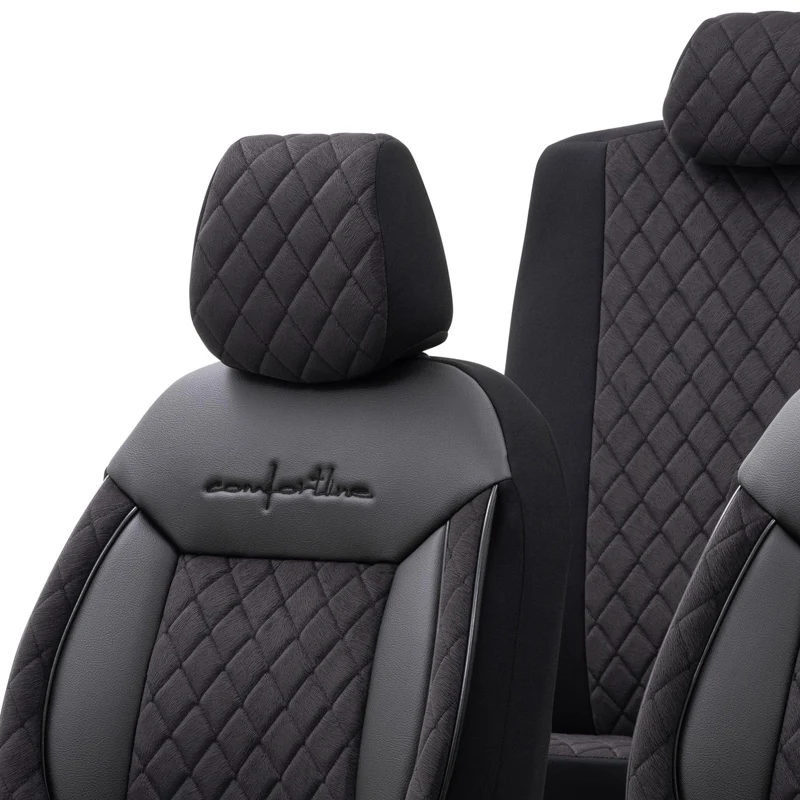 otoM, Universelle Samt/Stoff Sitzbezüge Comfortline VIP Schwarz - 11-Teilig- - passend für Side-Airbags, Schaumgummi, Text...