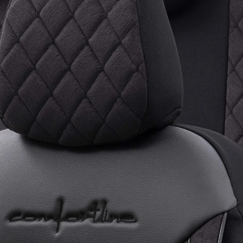 otoM, Universelle Samt/Stoff Sitzbezüge Comfortline VIP Schwarz - 11-Teilig- - passend für Side-Airbags, Schaumgummi, Text...