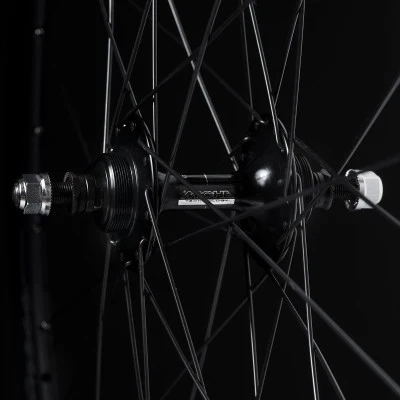 Paar schwarze Flipflop-Laufräder Fahrrad Fixie 28 X-Press Miche