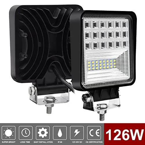 2 Pcs Rückfahrscheinwerfer Arbeitsscheinwerfer Traktor 126W 12volt led strahler kfz 12600LM led zusatzscheinwerfer für Bag...