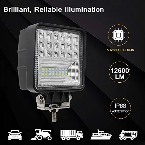 2 Pcs Rückfahrscheinwerfer Arbeitsscheinwerfer Traktor 126W 12volt led strahler kfz 12600LM led zusatzscheinwerfer für Bag...