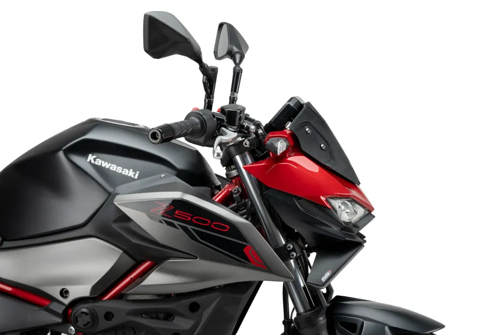 PUIG Downforce Naked Front Spoiler | mit ABE | matt-schwarz | passend für Kawasaki Z500 / SE - Modelle (2024-2026)