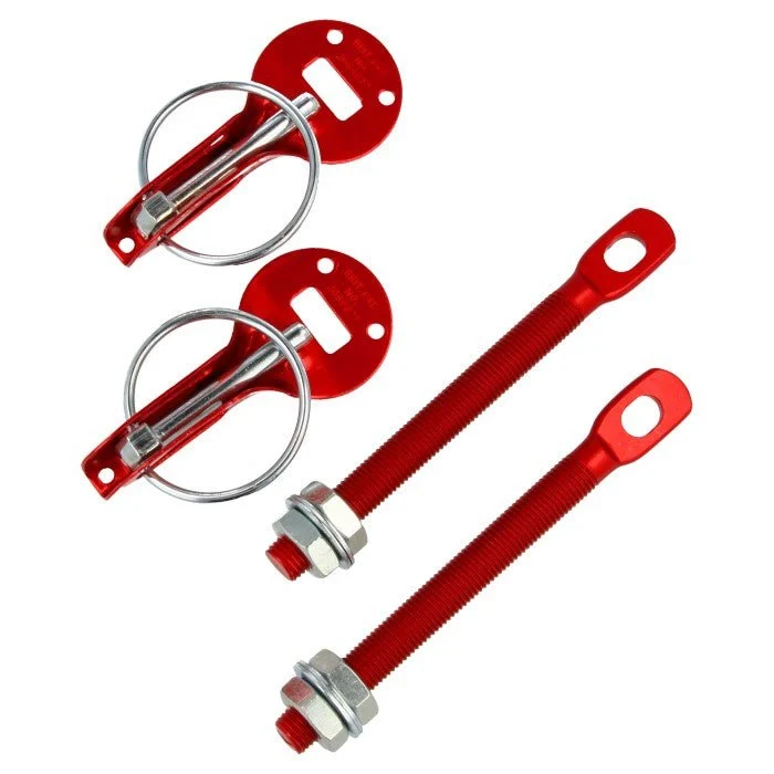 QSP Haubenhalter Verschluss Set Rot (Aluminium)