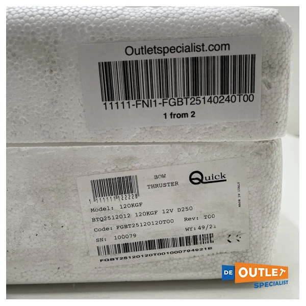 Quick BTQ 250 mm | 120 kgf | 12V Duo -Prop Boog Dright - FGBT25140240T00