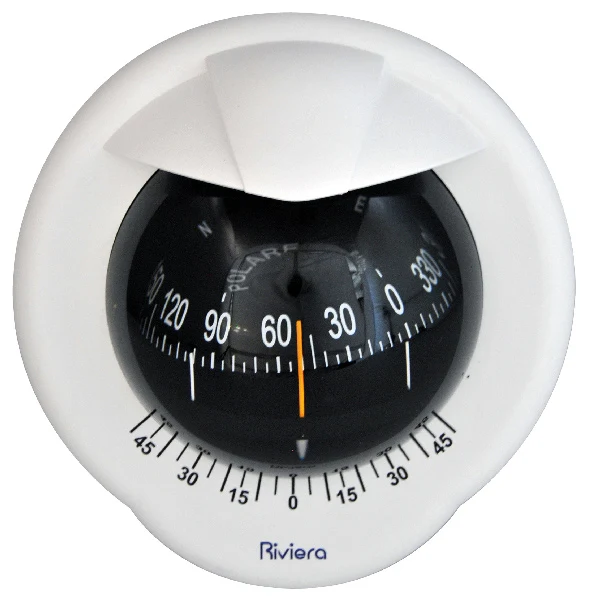 Riviera, Schottwandkompass Polare Ø 80 mm, weiß/schwarz, 12V
