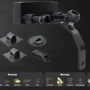 Set: Motorhalterung für Bellyboote mit flachem Bug + Fasten kompakt Halterung