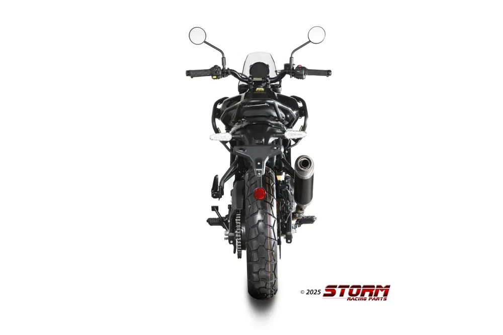 STORM Oval Auspuff Edelstahl Schwarz passend für ROYAL ENFIELD HIMALAYAN 2024