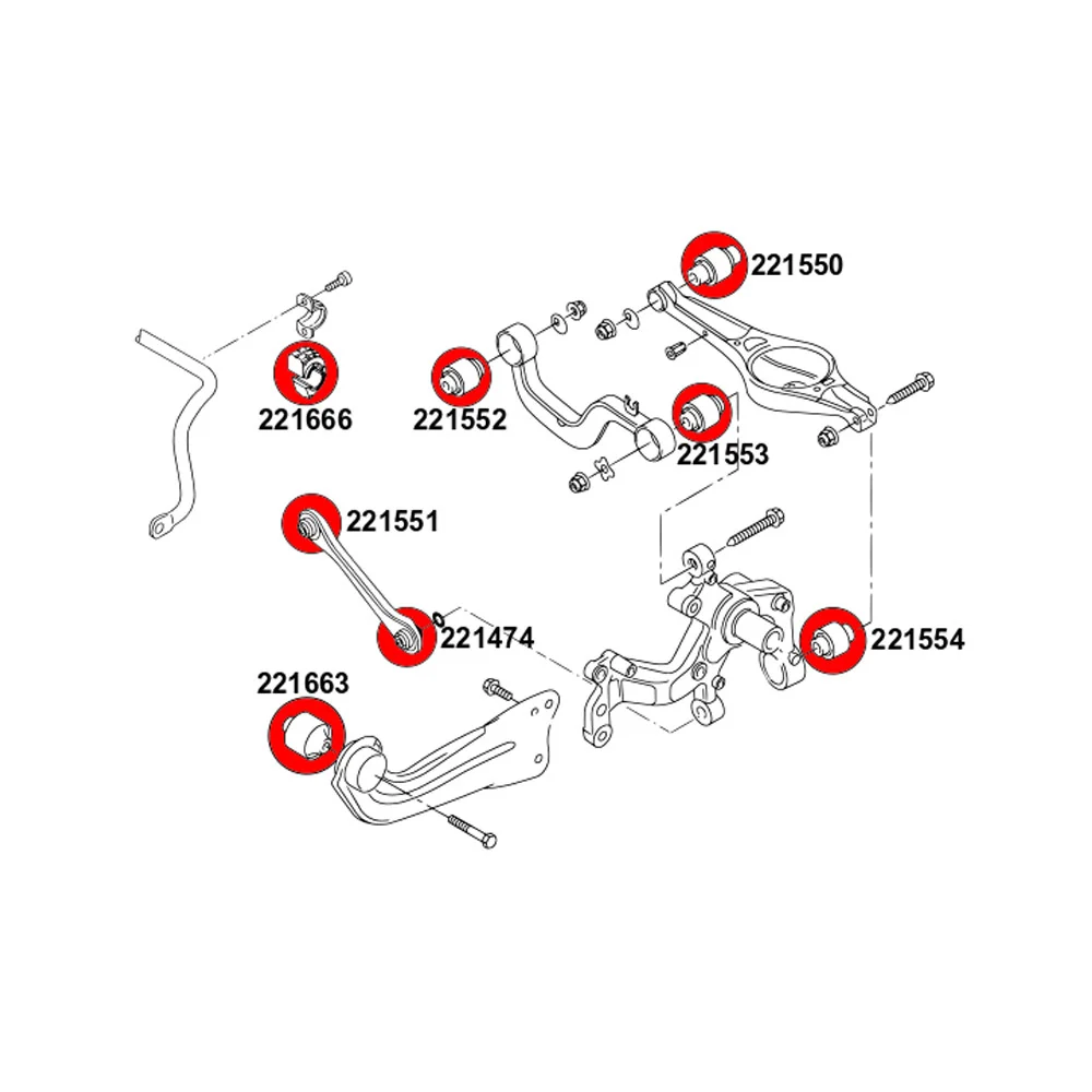 STRONGFLEX Buchsen Set passend für Audi TT TTS TTRS 8J Vorderachse & Hinterachse (PU)