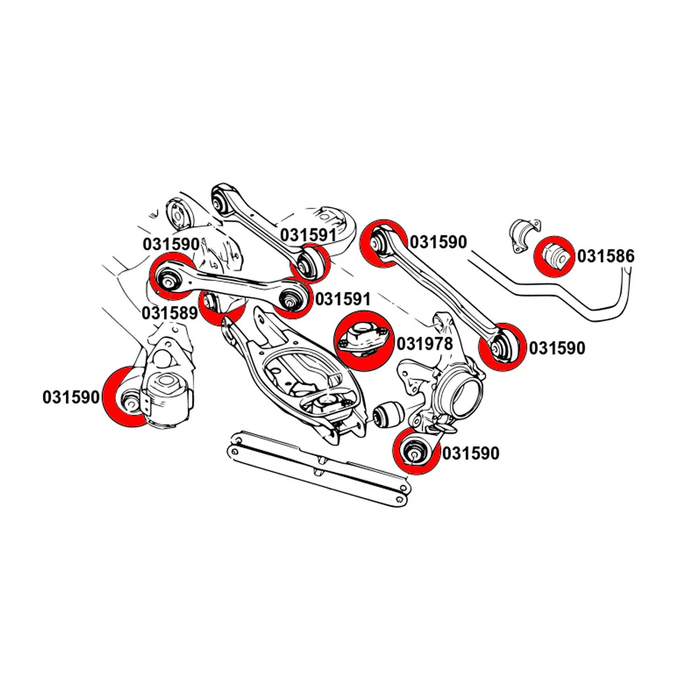 STRONGFLEX Buchsen Set passend für BMW E90 E91 E92 E93 Hinterachse (PU)