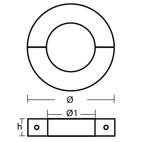 Tecnoseal, Achsanode Aluminium schmal, Ø25mm, H20mm, Ø65mm