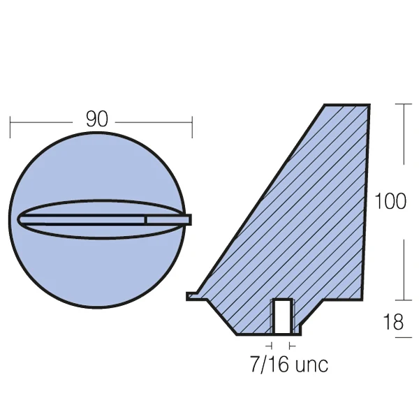 Tecnoseal, Zinkanode Marine 80-140hp, Ø 90 mm, 116 mm, 0,6 kg