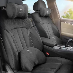 Tesla Leder Memory Foam Hals Kissen und Rückenstütze Kissen mit Logo