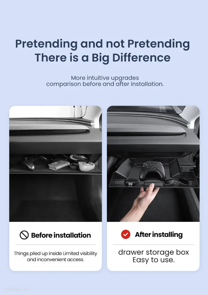 Tesla Modell 3 Highland Glovebox Storage Drawer