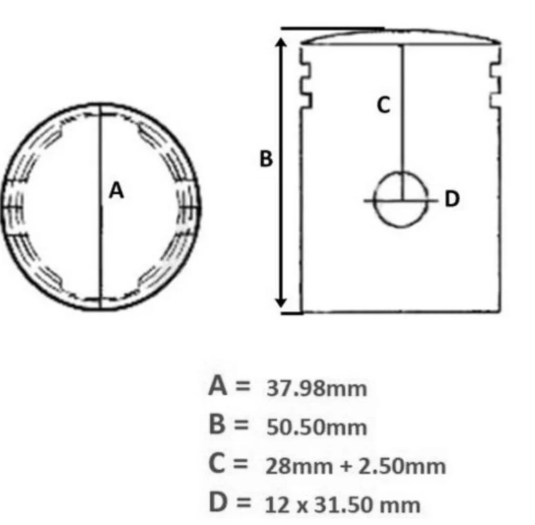 Tuning Kolben Sachs Motor 504/505 1-Ring 38,00mm / D Optima NEU