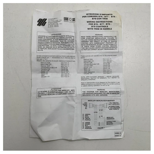 Ultraflex B77 Single Morse Motor- und Getriebesteuergrenze mit Trim