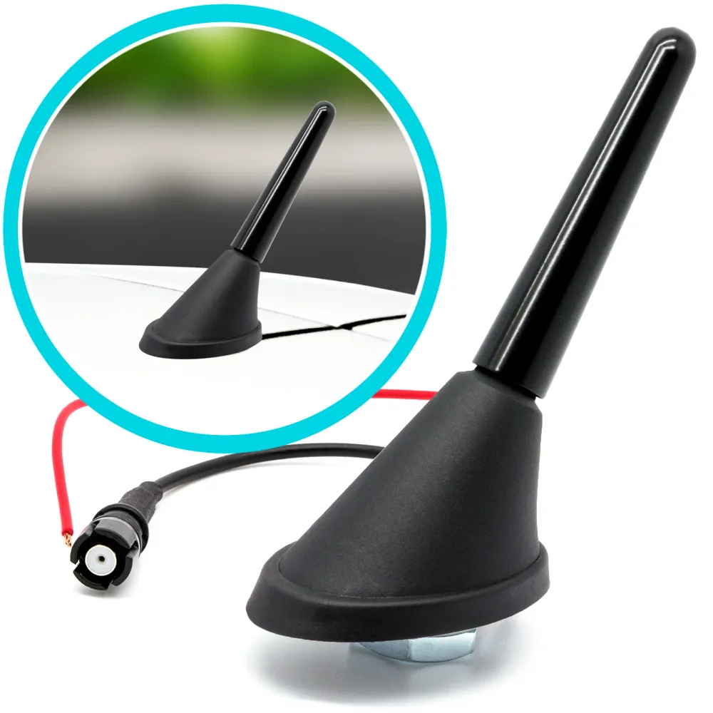 Universal Set 5cm KFZ Kurz Stabantenne Dachantenne + Antennenfuß Sockel Auto