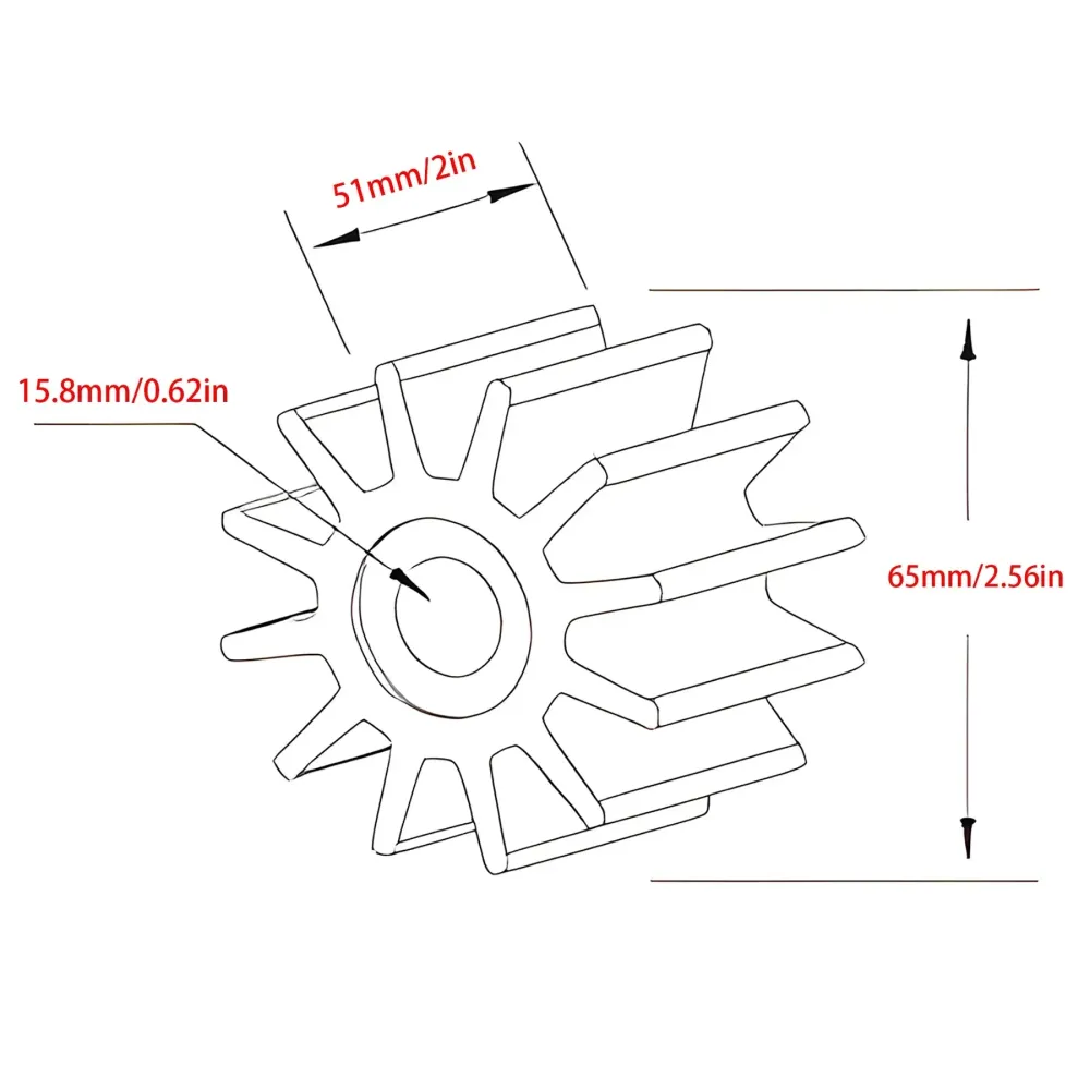 Vattenpump Impeller Kit för Volvo Penta 818680 - 12-Bladig Komplett Kit med Packningar