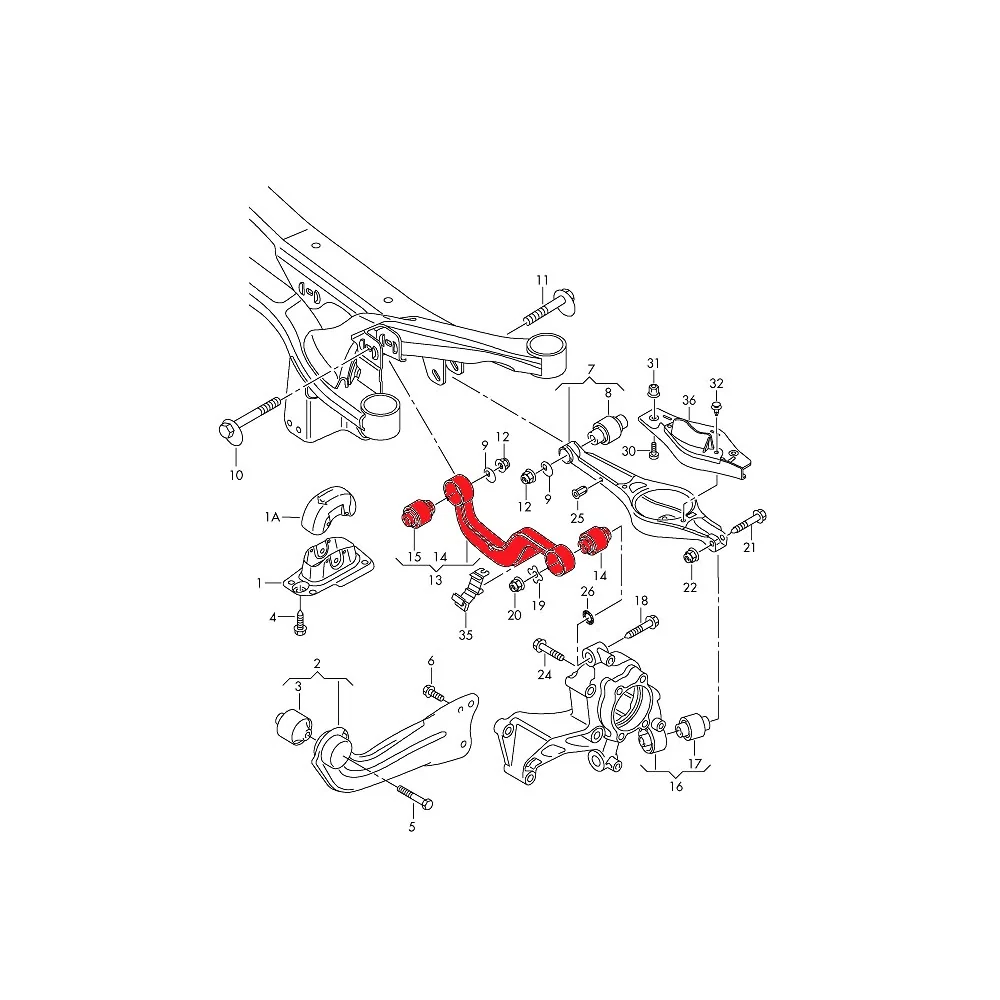 VERKLINE Querlenker passend für VW Golf MK6 MK7 MK8 / Tiguan / Jetta / Eos Hinterachse einstellbar Uniball (Aluminium)