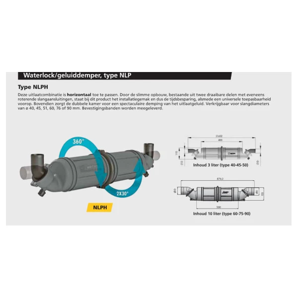 Vetus nlph60 60 mm Waterlock | Abgasklangdämpfer