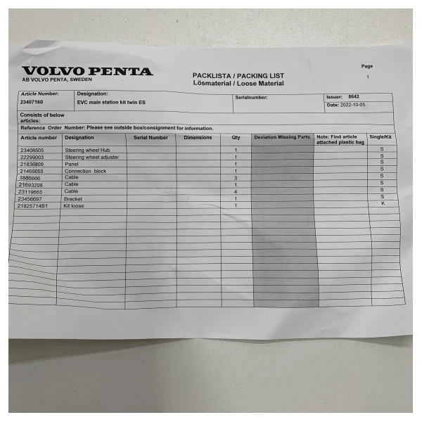 Volvo Penta EVC Lenkungskontrollhelmstation Kit - 23407160