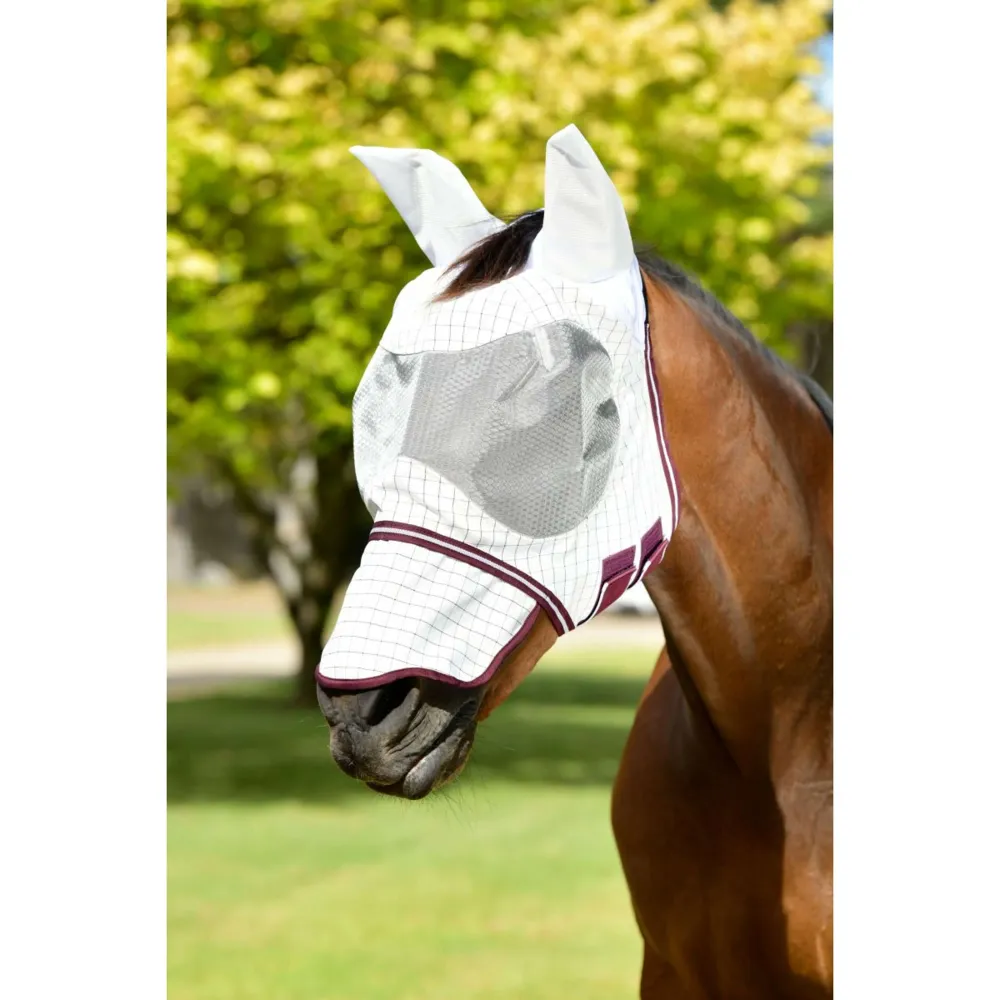 WeatherBeeta Fliegenmaske Hybrid Seasons Weiß/Maroon