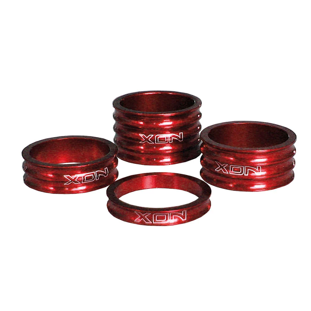 Distanzscheiben (KIT) 5/10/15/20mm für 28,6mm Lenker aus Rotem Aluminium 4 Stk. XON