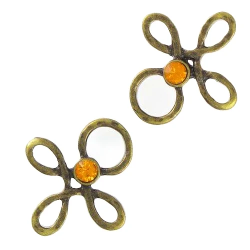 Miederöse Kleeblatt TS-16 topaz altgold mit Strass
