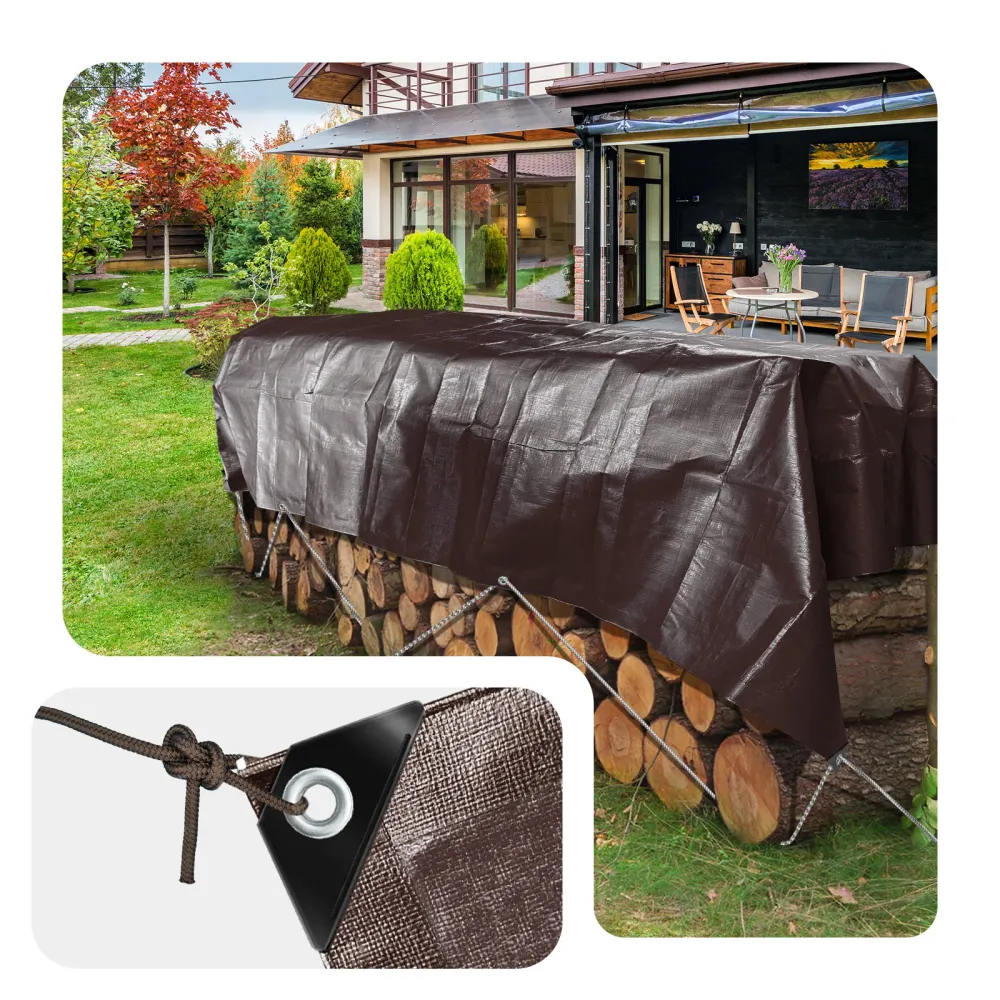 3x5m Abdeckplane 240 g/m² Wasserdicht lkw Plane mit Ösen, Gewebeplane Braun