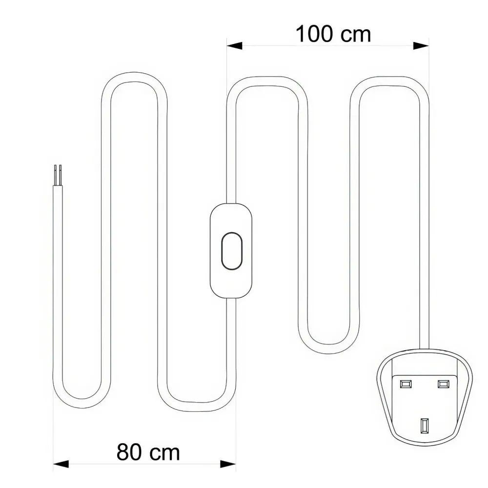 Kabelkonfektion für Lampe mit 1,80 m taupegrauem Baumwollkabel und UK-Stecker