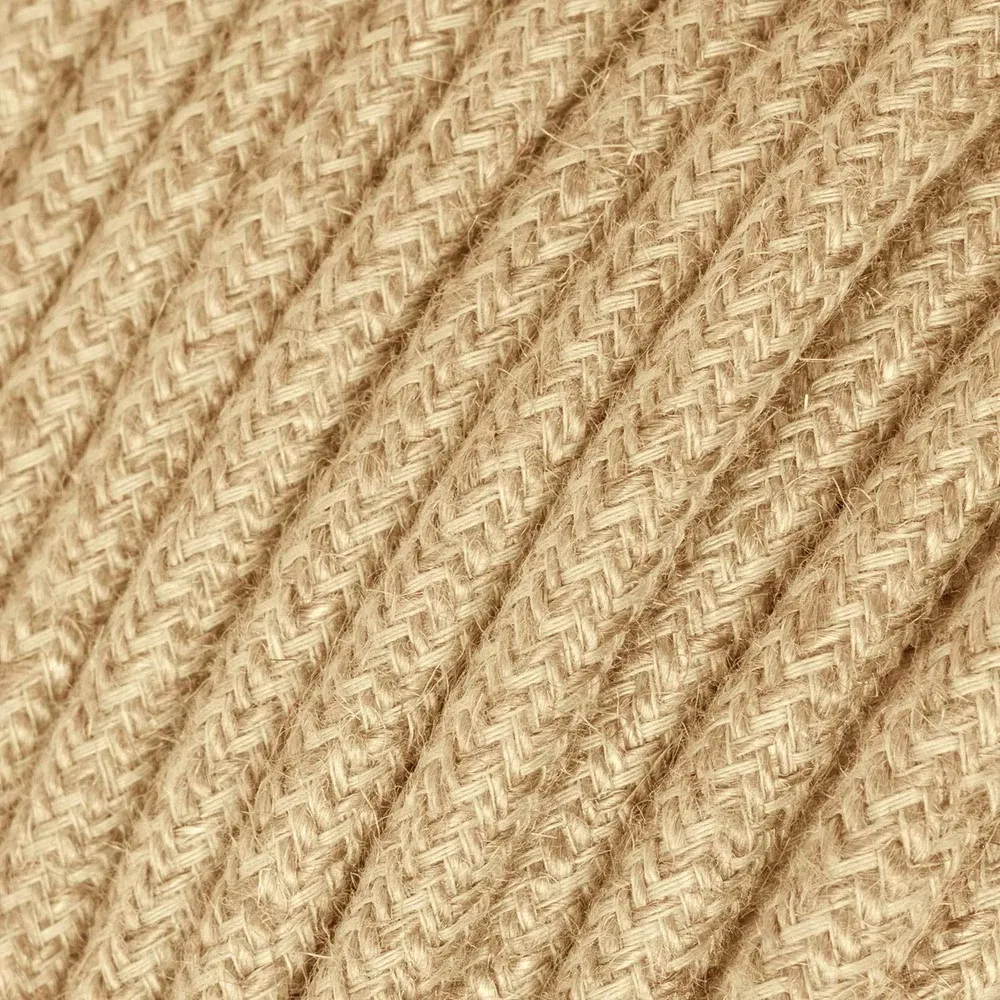 Lampenkabelsatz für Lampe mit neutralem Jute-Textilkabel 3 m und UK-Stecker