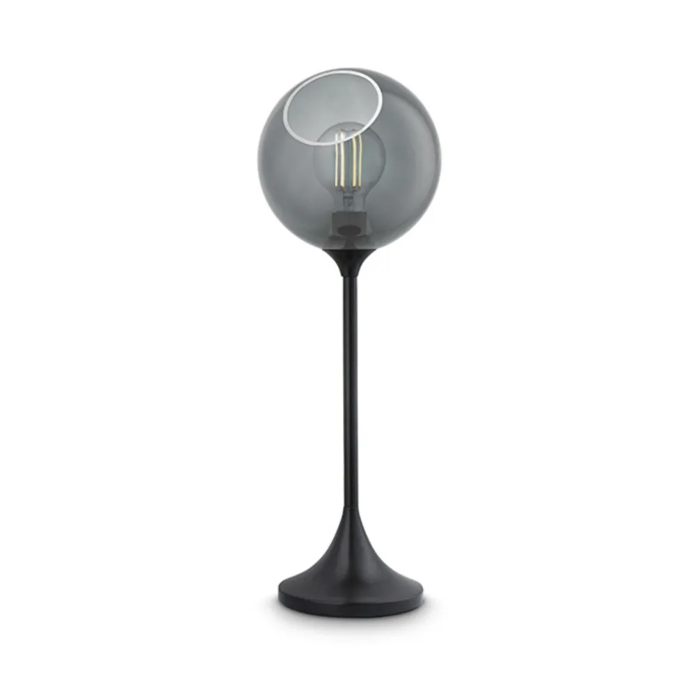 Tischlampe BALLROOM rauchig mit schwarzem Sockel