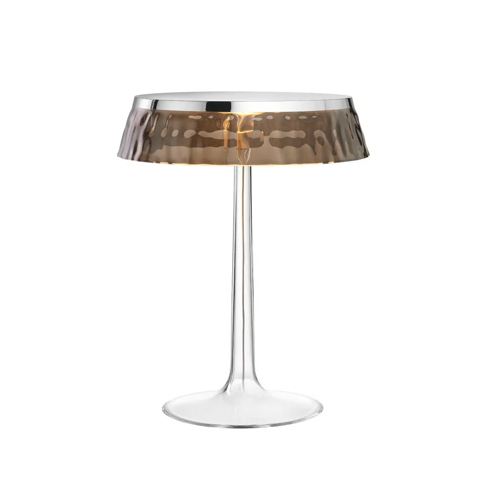 Tischlampe BON JOUR Chrom mit rauchigem Schirm