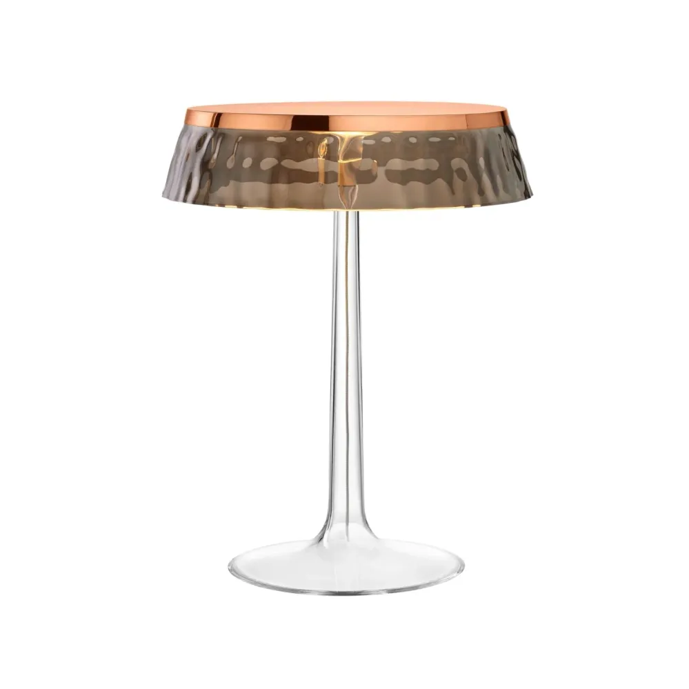 Tischlampe BON JOUR kupfer mit rauchigem Schirm